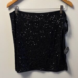 NWT Lulus Black Sequin Swimsuit Coverup Size Large